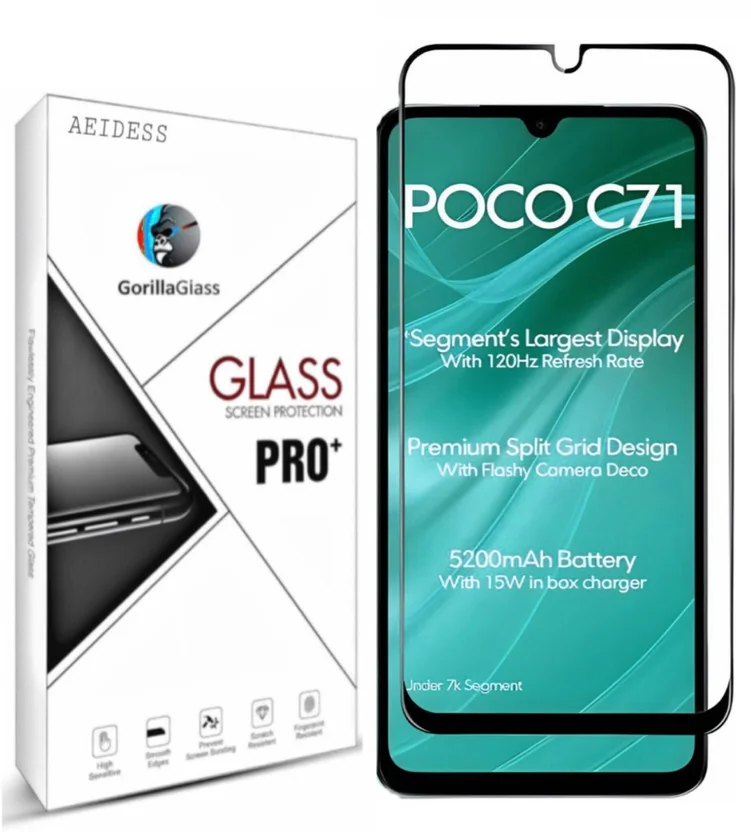 Aeidess Edge To Edge Tempered Glass for POCO C71