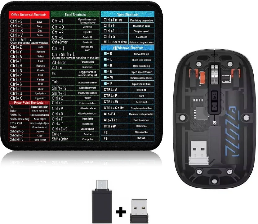 FKU 2.4GHz Wireless + Bluetooth 5.1 Mouse, Multi-Device...