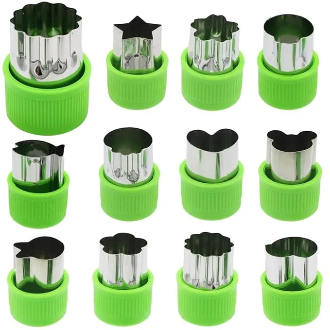 12Pcs Cookie Cutter Shapes Set – Stainless Steel Vegetable & Fruit Cutters for Baking, Cooking, Sandwiches, Pastry Molds, Food Decoration – Kids Friendly Kitchen Tool - Best Price ₹299 at Amazon
