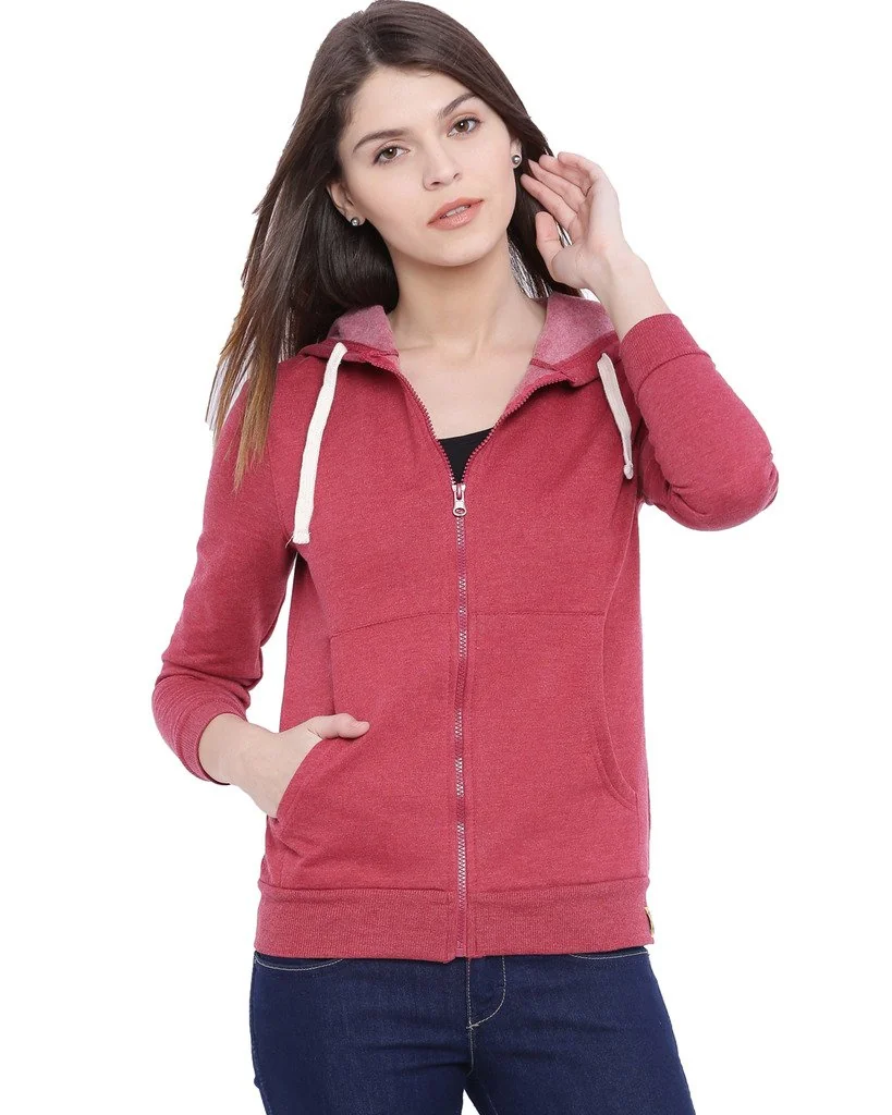 Women Denim Zipper Hoodie
