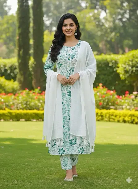 Subhan Hub Printed Kurta, Trouser/Pant & Dupatta Set