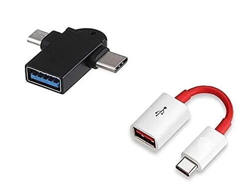 Type-C OTG Adapter USB Mouse, Pendrive Connector & 2in1 OTG Adapter, USB 3.0 Female to Micro-USBConnector Aluminium High Speed Data OTG for All Type-C Smartphone & All Android Mobiles