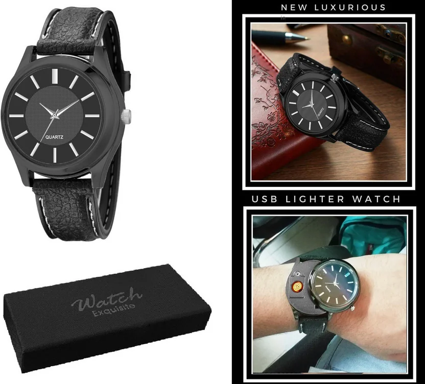 FITUP |Watch Lighter Smoking For Men & Boys Silver Case...