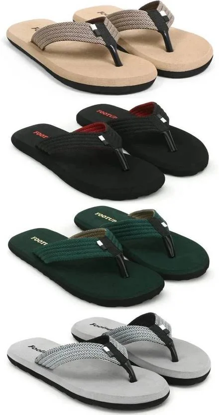 Footup Footup 4 Pair Comfortable|Ultra-Light|Stylish and Trendy|Flip Flops Men Flip Flops  (Multicolor , 8)