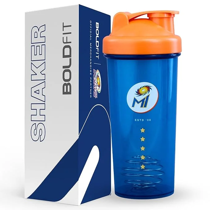 Mumbai Indians (MI) Official Merchandise Gym Shaker for Protein Shake Leakproof Shaker Bottles for Protein, Preworkout & Bcaa Shake, Protein Shaker Bottle for Gym, Gym Bottle for Men - BlueOrange - Best Price ₹340 at Amazon