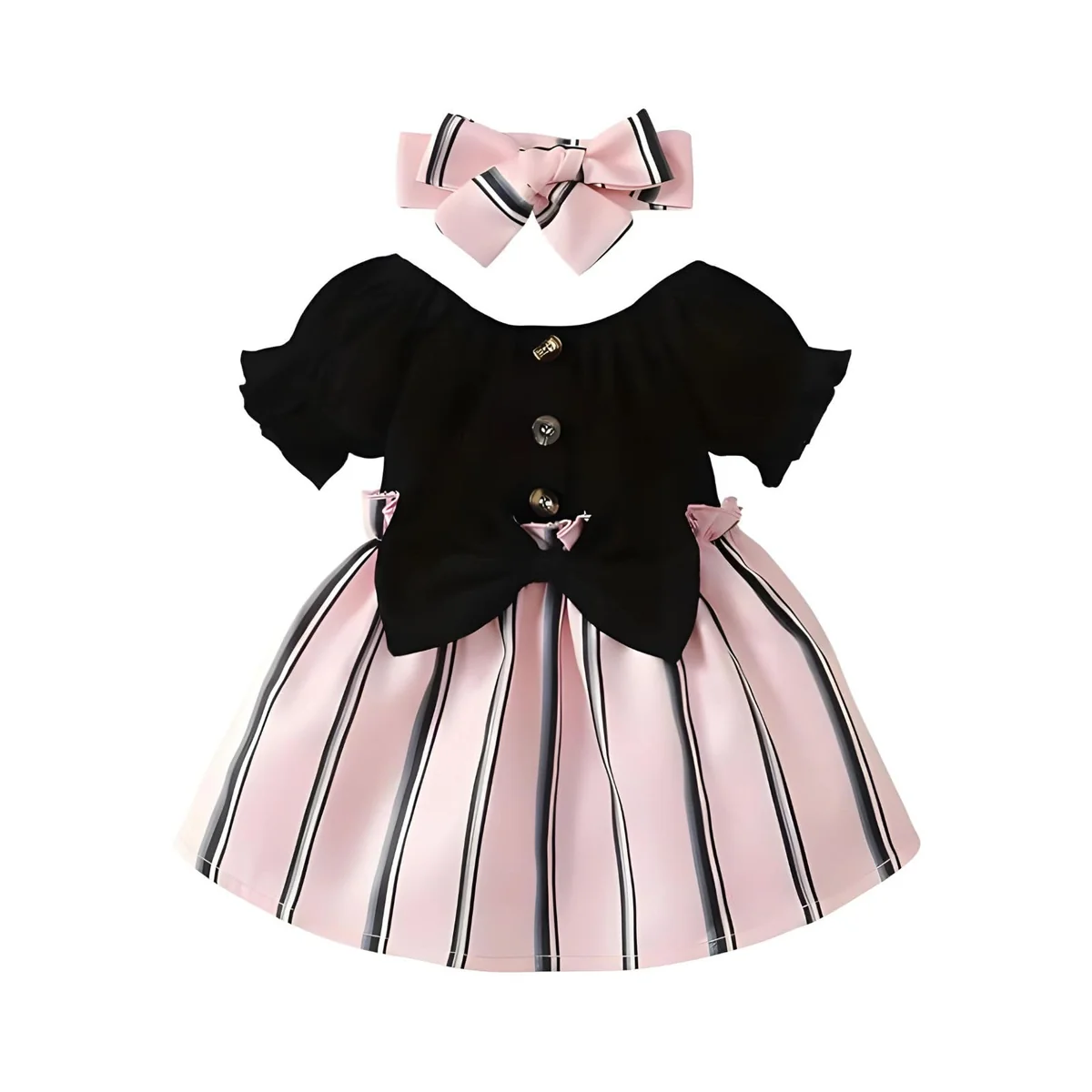 Mustang Lining Printed Kitkat Top Baby Frock for Baby Girls