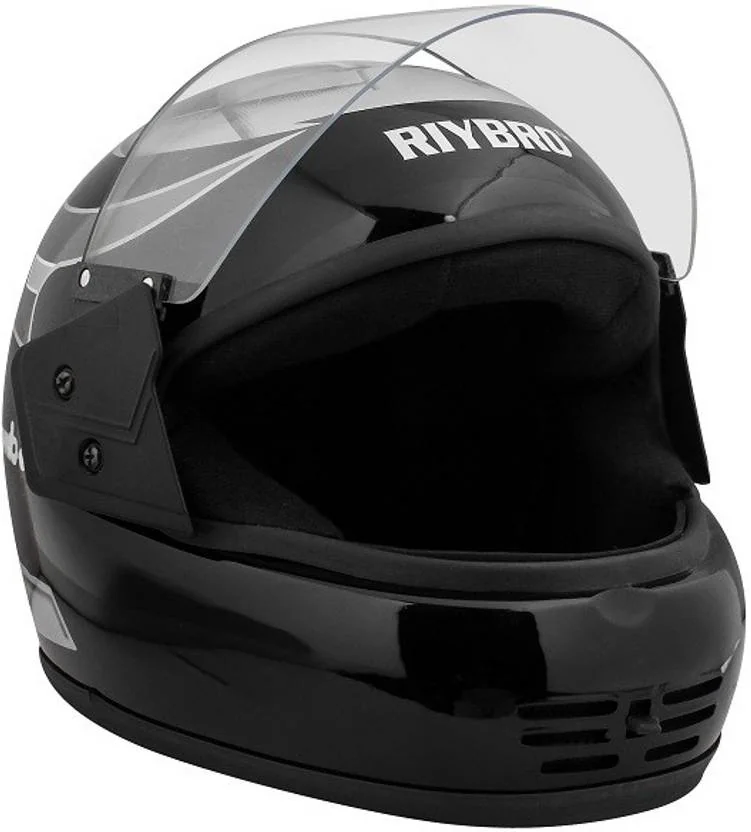 Riybro Full Face ISI Marked with Adjustable strap fro Men & Women Bike & Scooty Riding Motorbike Helmet  (Black,Silver)