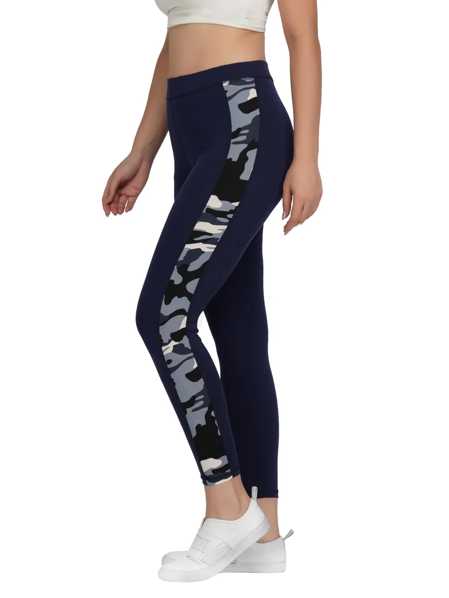 Neu Look Gym wear Workout Leggings Tights Ankle Length Stretchable Sports Leggings | Sports Fitness Yoga Track Pants for Girls & Women(Navyblue, Size - L)