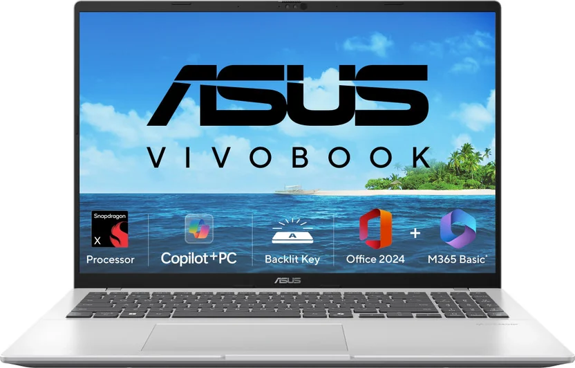 ASUS Vivobook 16 (2025), Copilot + PC with Backlit Keyboard, AI PC, Snapdragon X - (16 GB/512 GB SSD/W...