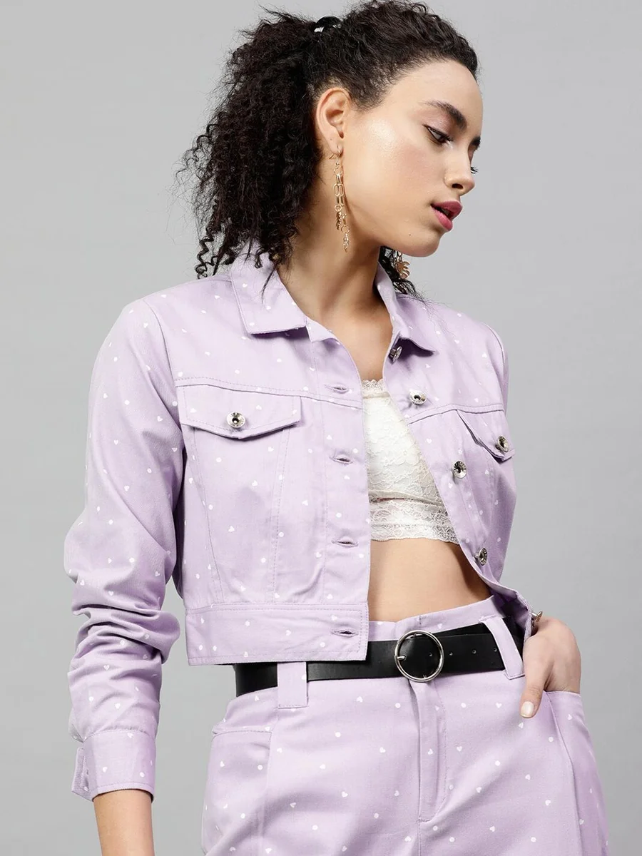 STREET 9 Women Lavender Solid Lightweight Jacket