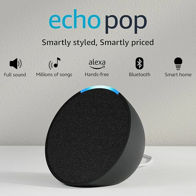 Amazon Echo Pop| Smart speaker with Alexa and Bluetooth| Loud sound, balanced bass, crisp vocals| Black - Best Price ₹3949 at Amazon