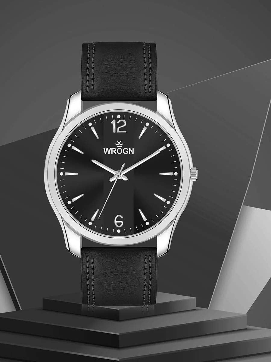 Men Textured Dial & Leather Straps Analogue Watch WR-6602