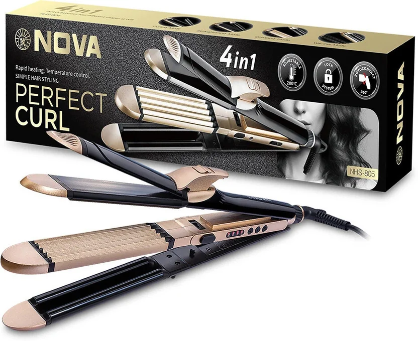 NOVA Keratin 4in1 Hair Styler- Curler,Crimper & Wavy NH...