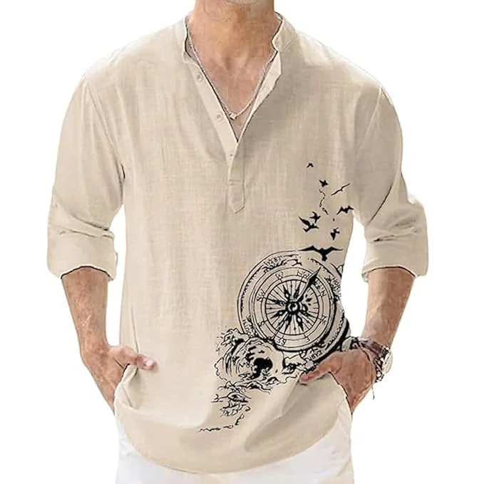 DEELMO Men's Cotton Blend Mandarin Collar Self One Design Full Sleeve Casual Short Kurta - Best Price ₹439 at Amazon