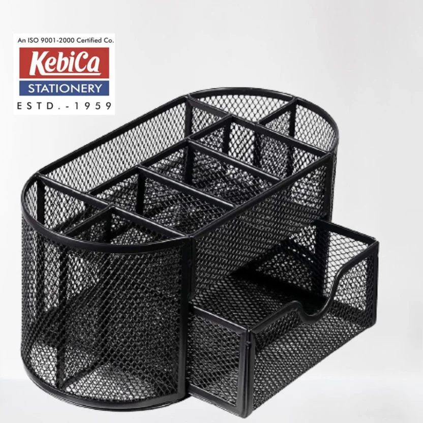 Kebica 8 Compartments Metal Mesh Pen Stand for Desk Org...
