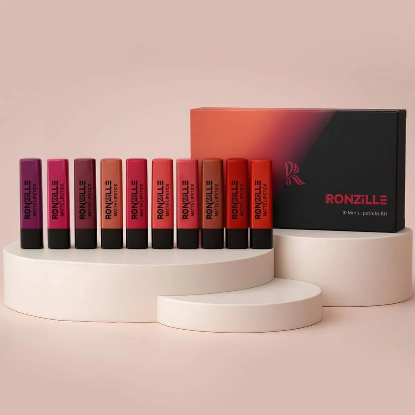 RONZILLE Ayurvedic Mini Lipstick Set of 10  (Multicolor, 25 g)