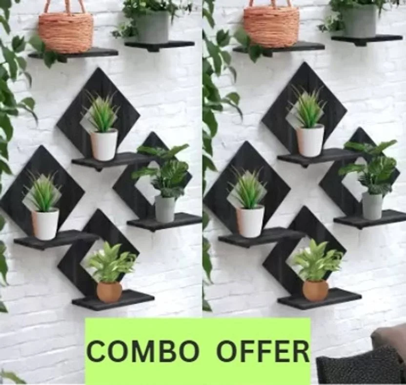 CRAFTY COTTAGE Designer Wall Shelves for Home Decor Wooden Wall Shelf  (Number of Shelves - 8, Black) - Best Price ₹178 at Flipkart