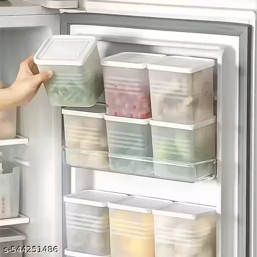 Fridge Storage Boxes (Pack of 6) Freezer & Refrigerator Organizer Containers Kitchen Storage Container Set Kitchen Accessories Items for Home 800 ml Food Storage Box, Plastic, White - Best Price ₹150 at Meesho