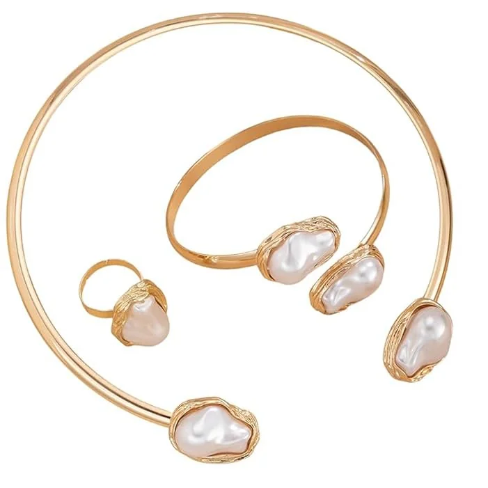 Latest Stylish Design Fancy Bracelet Ring Necklace Jewellery Set for Women (16556s)