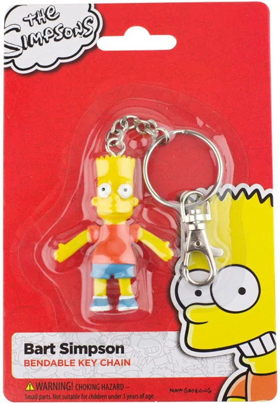 NJ Croce Bart Simpson 2.5" Bendable Figure With Ring Lo...