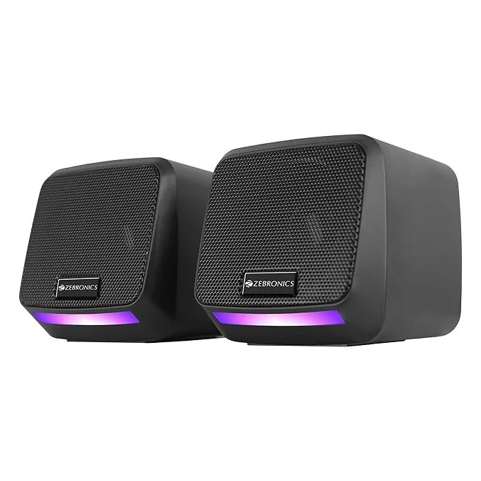 ZEBRONICS Igloo 1, 2.0 USB Computer Speakers, 8 Watts, Multicolor LED, USB Powered, AUX, Volume Control Pod for PC, Laptops, Desktop - Best Price ₹499 at Amazon