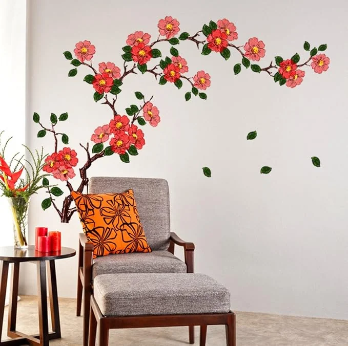 Decals Design 'Floral Branch Antique Flowers' Wall Stickers (PVC Vinyl, 50 cm x 70 cm, Multicolour) - Best Price ₹127 at Amazon