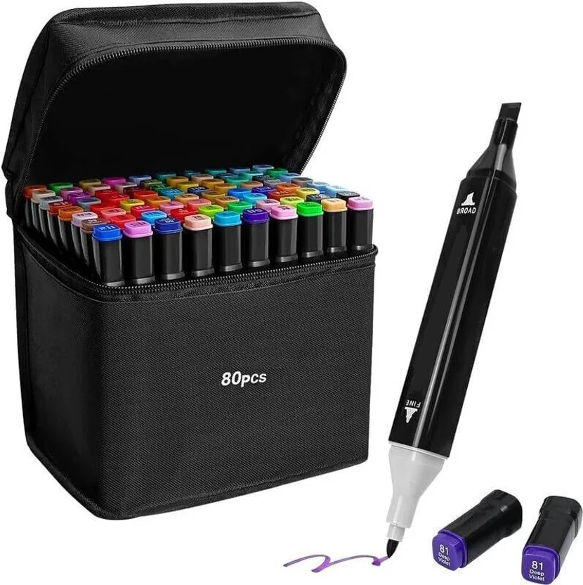 ZNIK 80 Colors Alcohol Markers, Dual Tip Permanent Sket...