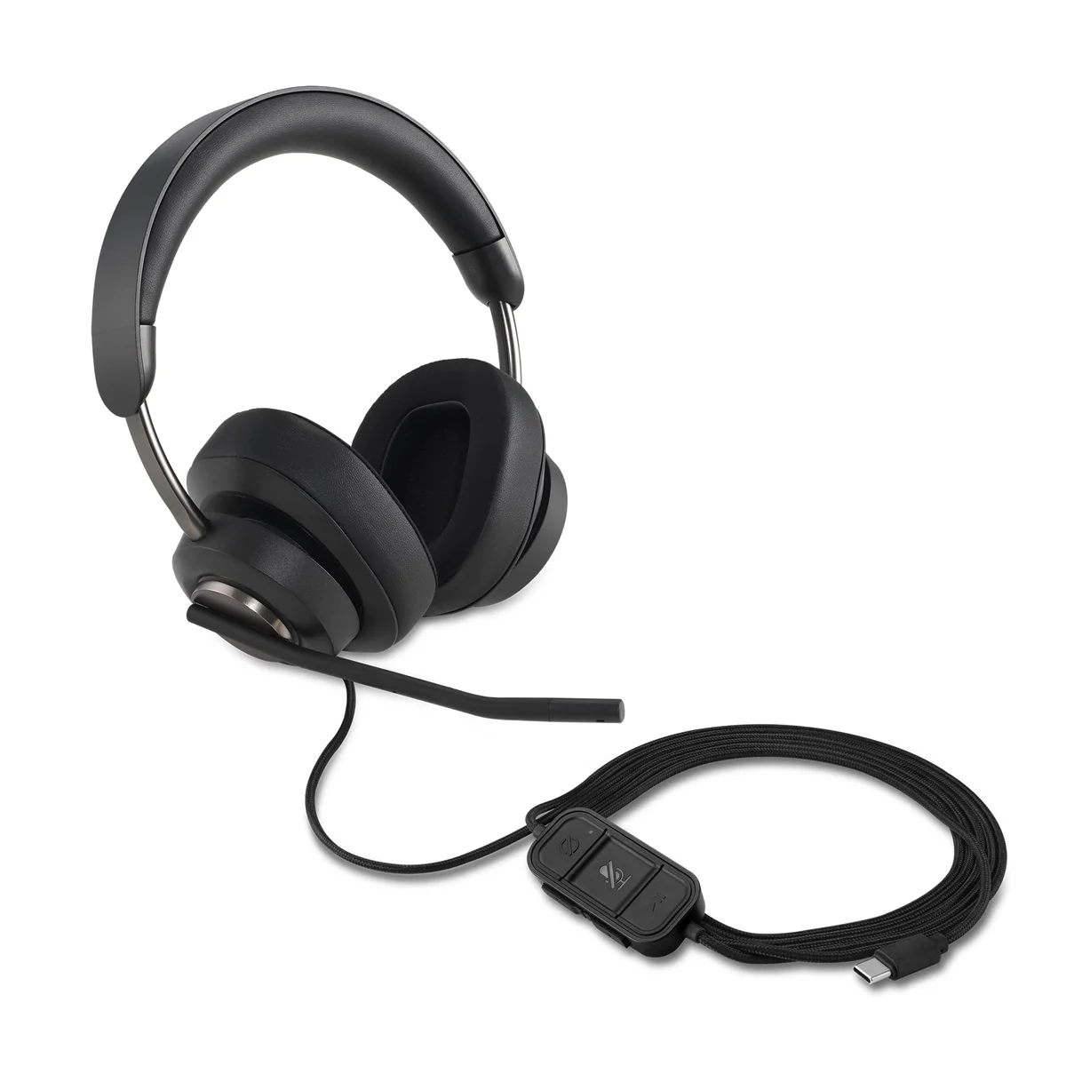 Kensington H2000 USB-C Over-Ear Wired Headset with Noise Cancelling Microphone, Memory Foam Earpads, Busy Light & Travel Bag, for Windows, Mac & Chromebook – Office & Call Center Headphones