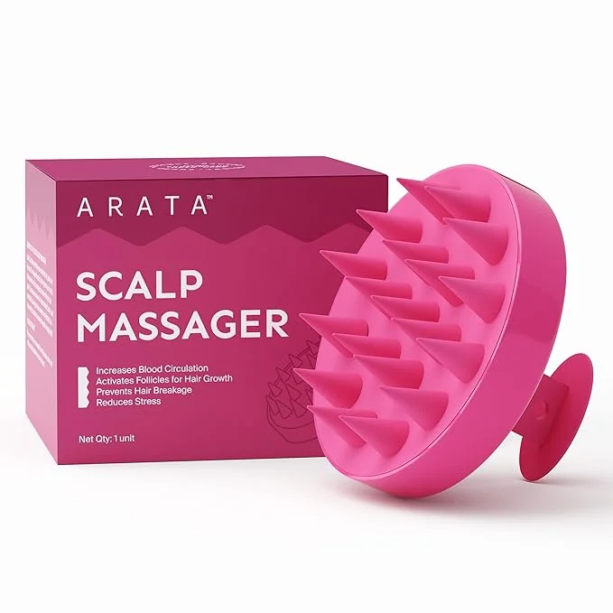 Arata Scalp Massager with Medical-Grade Silicone Bristles | For Dry, Oil Massage, Shampoo & Conditioning | Exfoliates, Boosts Hair Growth, Blood Flow, Prevents Dandruff & Hair Loss | For Men & Women - Best Price ₹139 at Amazon