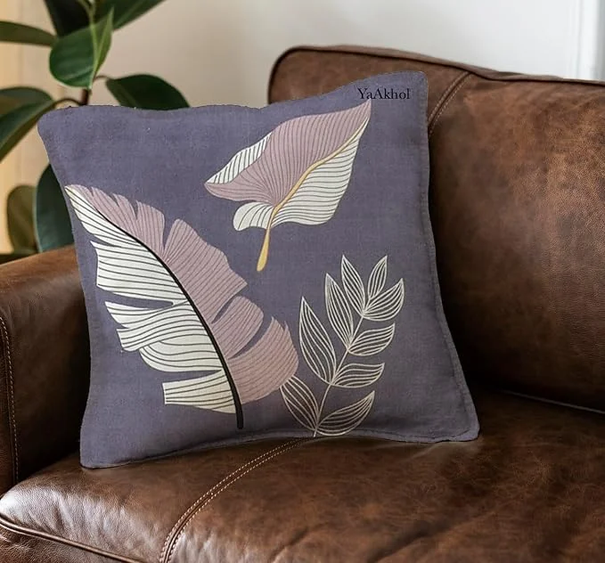 YaAkholic Cotton Blend Printed Cushion Covers 16x16, Set of 1 (Purple Patta) - Best Price ₹69 at Amazon