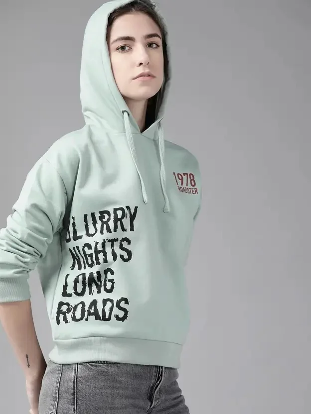 Roadster Women Full Sleeve Printed Hooded Sweatshirt - Best Price ₹544 at Flipkart