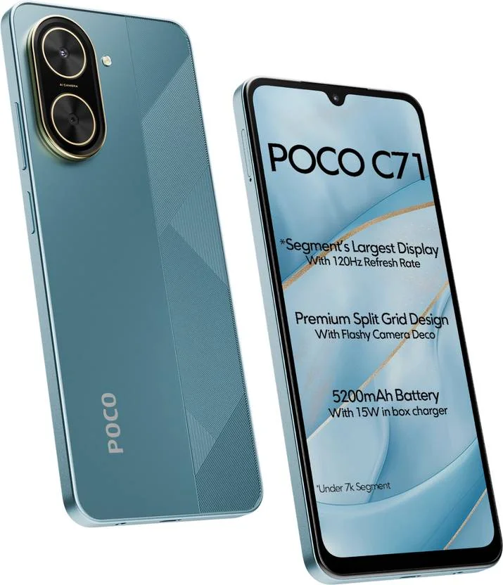 POCO C71 (Cool Blue, 64 GB)  (4 GB RAM) - Best Price ₹6999 at Flipkart