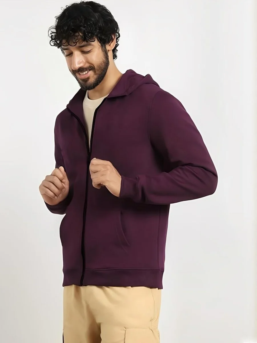Kushi Flyer Men Green Solid Fleece Hooded Open Jacket - Best Price ₹658 at Myntra