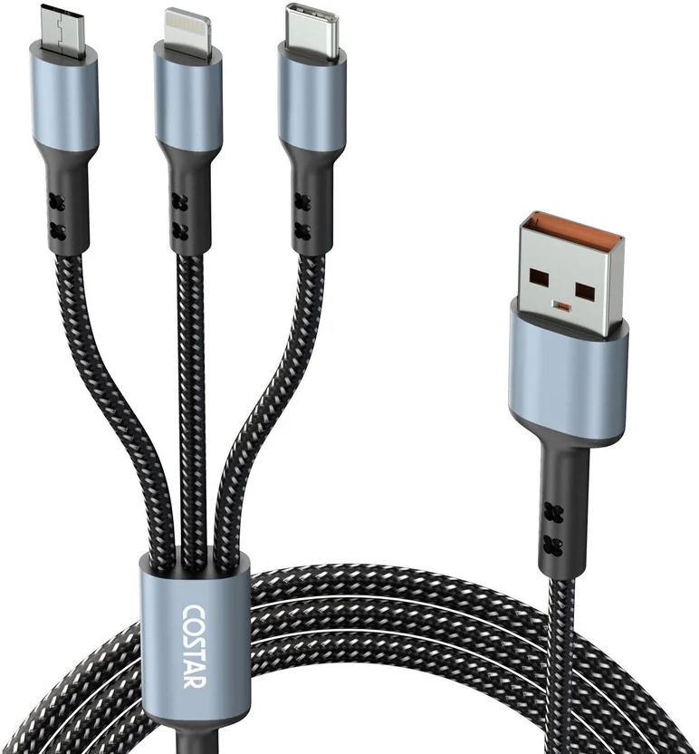 Costar 3-in-1 Cable 3 A 1.5 m Nylon Braided 60W Multi F...
