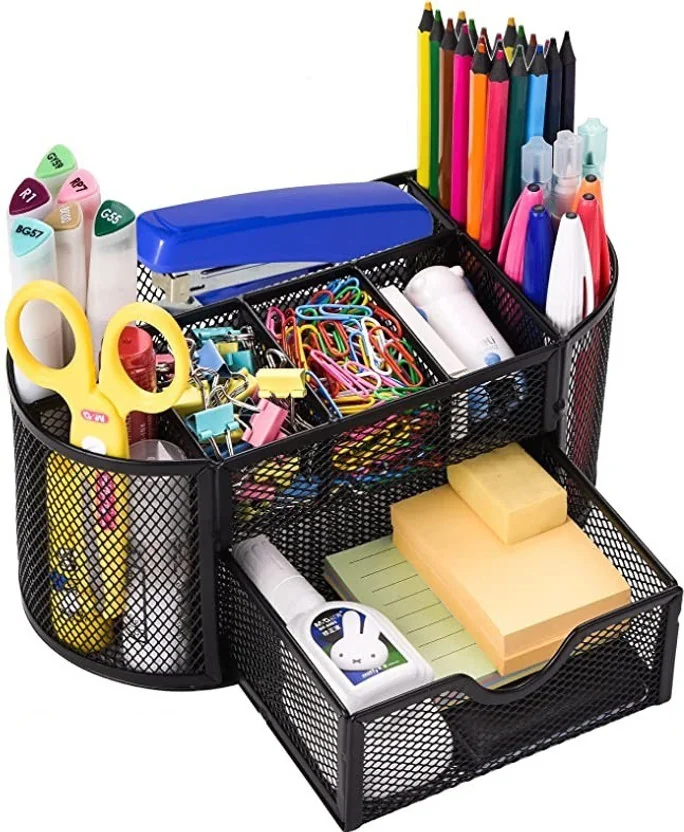 OFIXO 9 Compartments Metal Desk Organizer Stationary St...