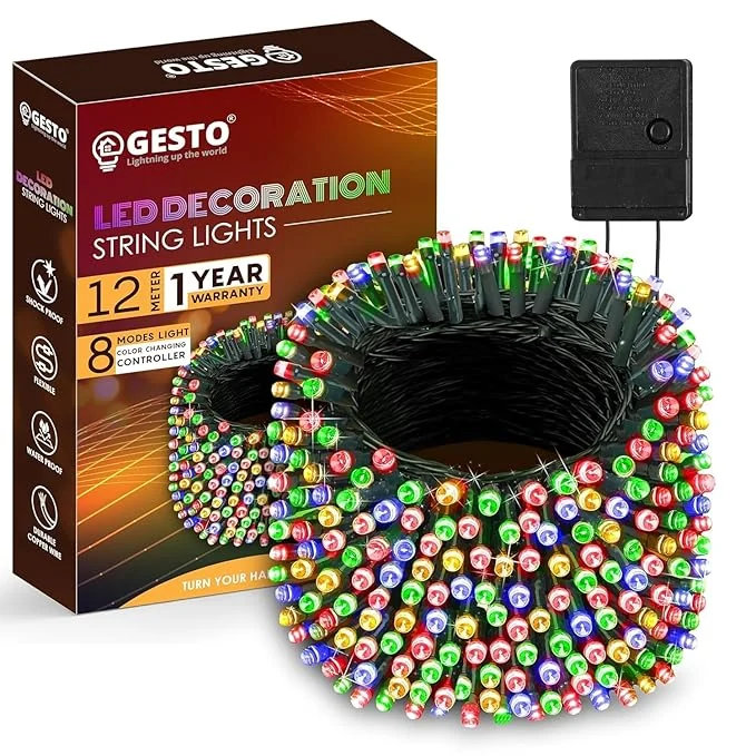 Gesto 12 Meter Multicolor Led Serial String Lights – 8 Modes Changing Controller, Waterproof Fairy Lights for Home,Patio,Christmas,Patio,Garden,Deepawali & Diwali Decoration Lights for Balcony Outdoor - Best Price ₹175 at Amazon
