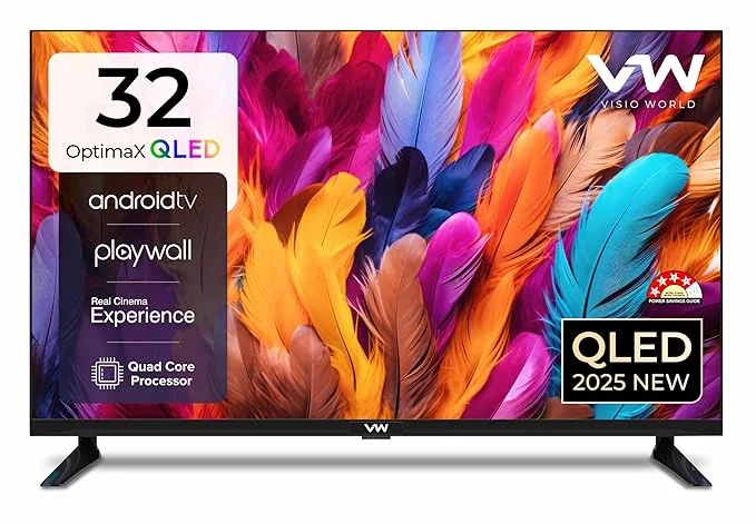 VW ( Visio World 80 cm (32 inches) OptimaX Series HD Ready Smart QLED Android TV VW32AQ1 (Black) - Best Price ₹7499 at Amazon