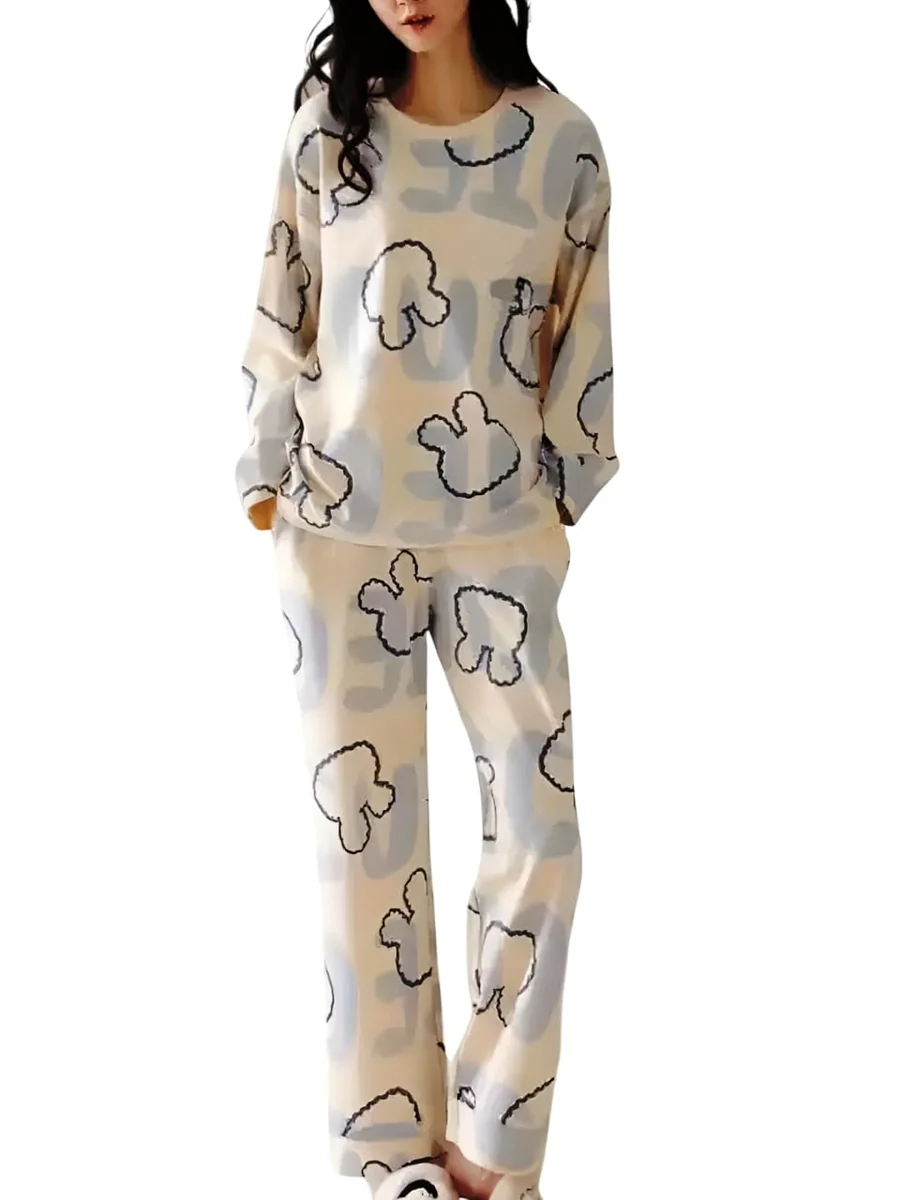 Women’s Cotton Pajama Set with Top & Pants|| Korean Night Suit|| Lightweight Printed Set || Soft & Comfy Sleepwear for Girls & Women || LNS-3-$