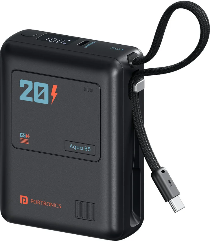 Portronics 20000 mAh 65 W Wireless Compact Pocket Size ...