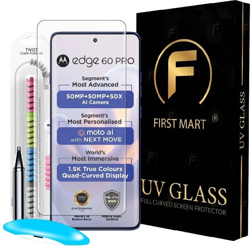 FIRST MART Edge To Edge Tempered Glass for Motorola Edg...