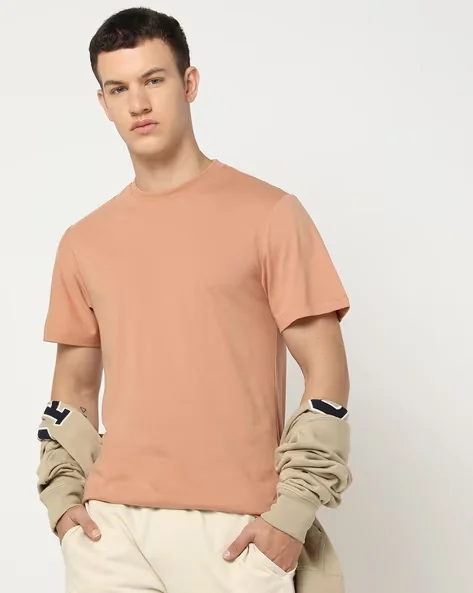 Men Regular Fit Crew-Neck T-Shirt - Best Price ₹99 at Ajio
