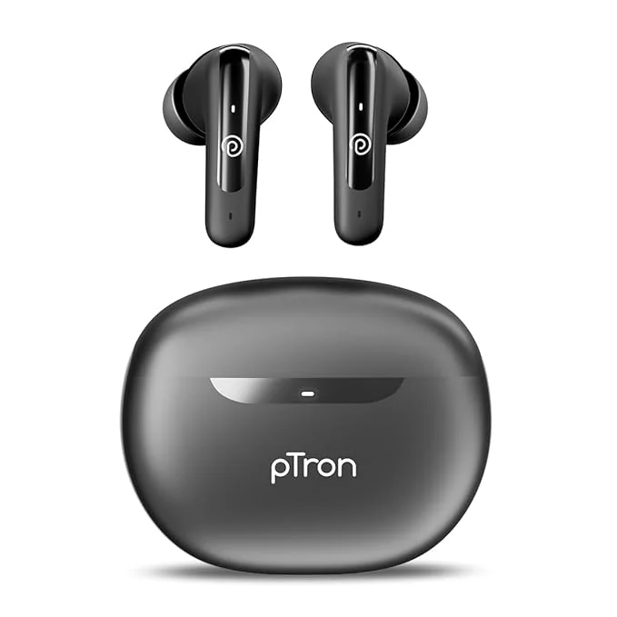 pTron Bassbuds Astra in-Ear TWS Earbuds with Stereo Sound, 34Hrs Playtime, Stereo Calls, Bluetooth V5.3 Headphones with Quick Pairing, Touch Control, Voice Assistant, Type C Charging & IPX4 (Black) - Best Price ₹599 at Amazon