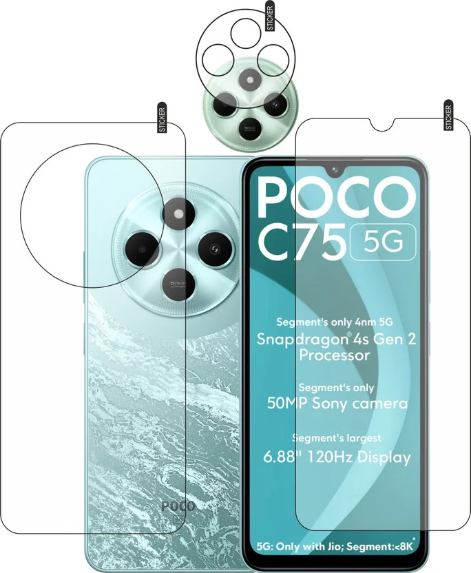 rottguard Front and Back Tempered Glass for realme C75 ...