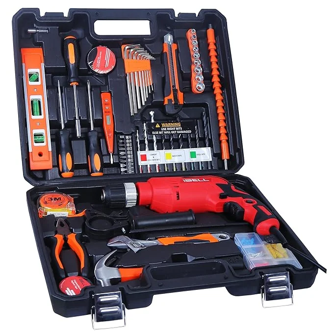 IBELL Professional Tool Kit with Impact Drill IBL TD13-100, 650W, Copper Armature, Chuck 13mm Keyless Auto, 115 Home Essential Tools/Accessories - Best Price ₹2899 at Amazon