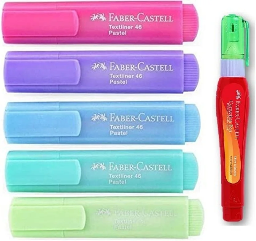 FABER-CASTELL Pastel Highlighter Set Of 5 With Correcti... - Best Price ₹60 at Amazon
