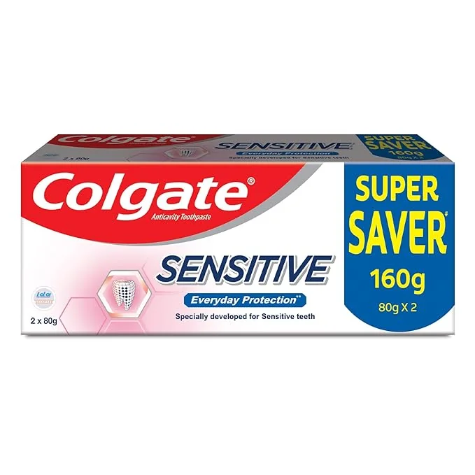 Colgate Sensitive Everyday Protection Toothpaste, Combo Pack Of 160g (80g X 2), Specifically Developed For Sensitive Teeth & Healthy Gums, Colgate Toothpaste For Prevention Of Cavities & Plaque - Best Price ₹134 at Amazon