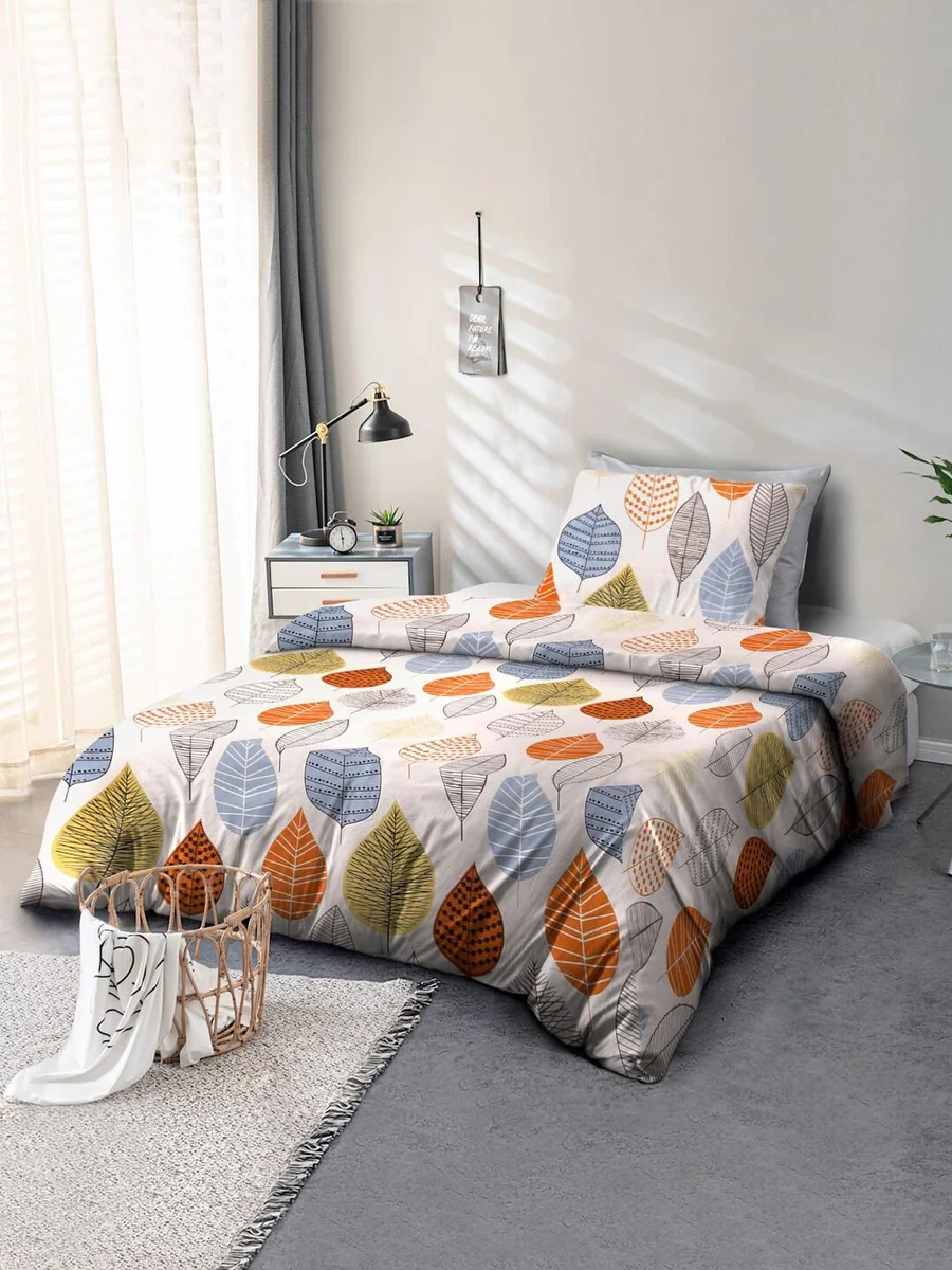 Glazed Cream Floral Microfiber 110 TC Single Coarse Bedsheet with a Pillow Cover-90 x 60 inches - Best Price ₹179 at Myntra