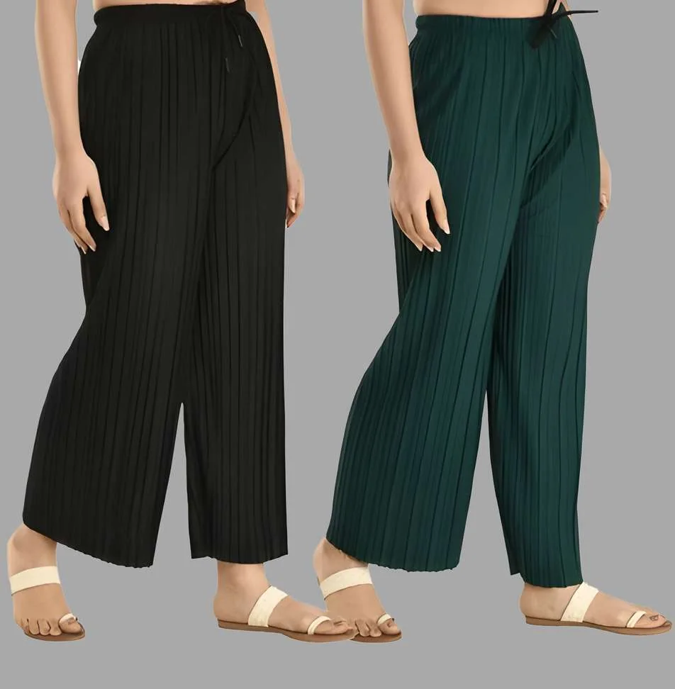Regular Fit Women Black, Green Trousers