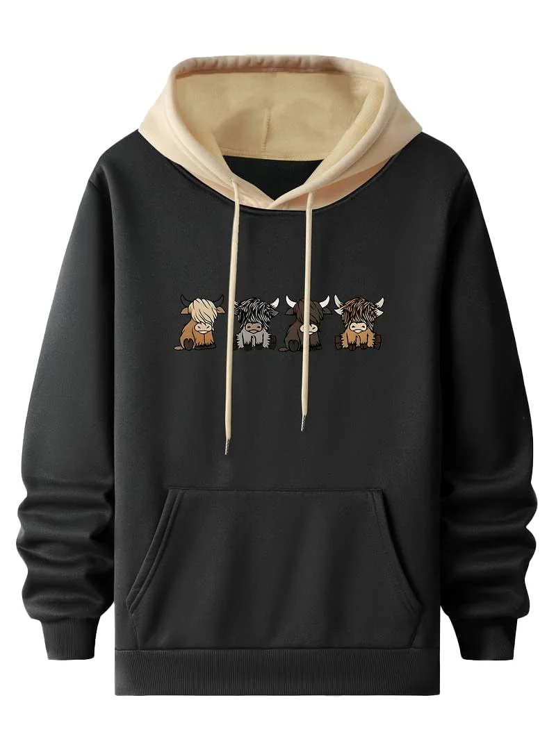 Men's Casual Woolen Cartoon Print Hoodie for Man | Sweatshirt for Man (2044)