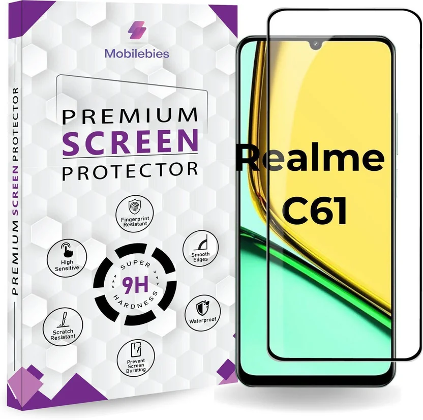 Mobilebies Tempered Glass Guard for Realme C61 OG Premi...